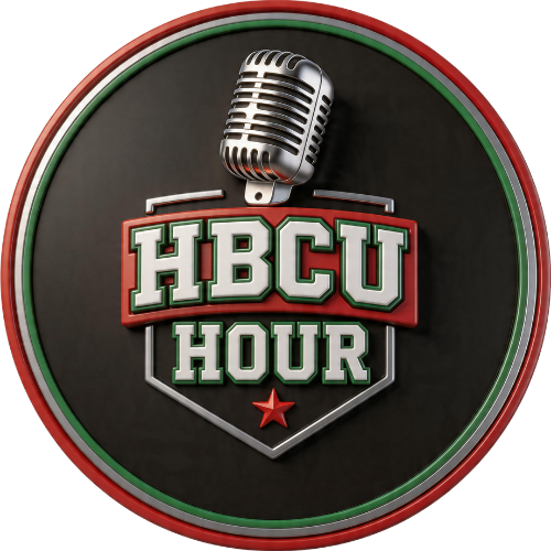 HBCU Hour logo with microphone and shield